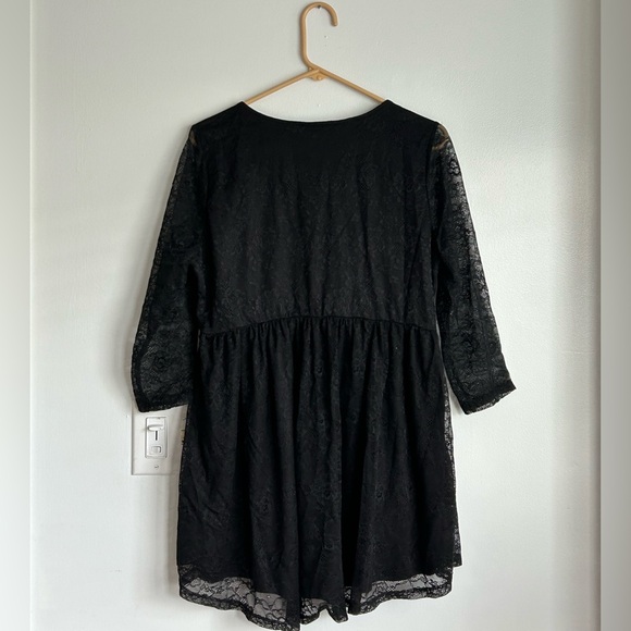 Torrid Black Babydoll Lace Top Whimsigoth 3/4 Sleeve M/L Dark Fairy Vamp - Picture 2 of 6
